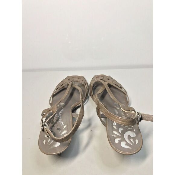 Salvador Sapena Brown Taupe Leather Peep Toe Strap Heels Women Sz 38EU/7.5US - Picture 5 of 11